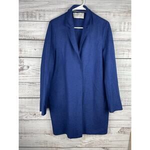 Harris Wharf London Blue Virgin Wool Coat Medium IT 44 Knee Length READ Mature